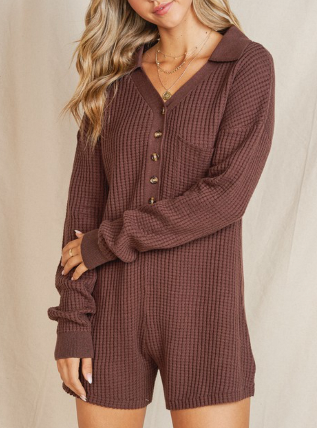 Waffle Sweater Romper